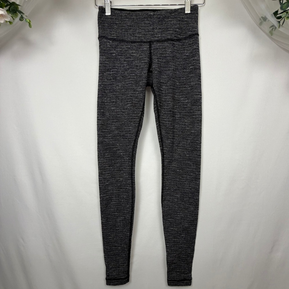 Lululemon Wunder Under High Rise Space Dye Leggings Black White Size 4